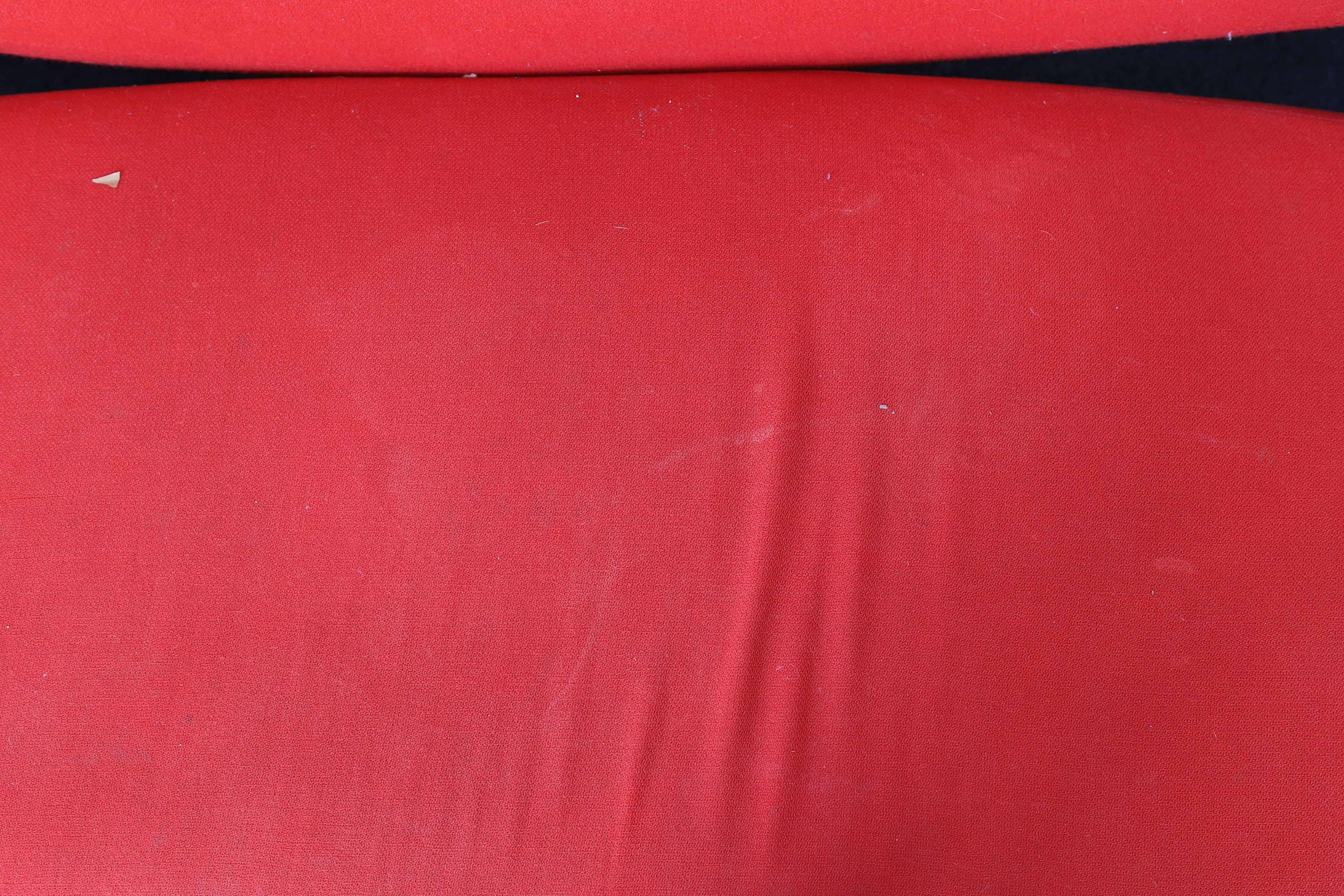 A Ron Arad, 'Moroso' sofa upholstered in red fabric, length 240cm, depth 94cm, height 100cm